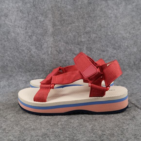 Zara Shoes Kids 33 Sport Sandals Platform Adjustable Straps Platform Red Pink - Picture 4 of 11